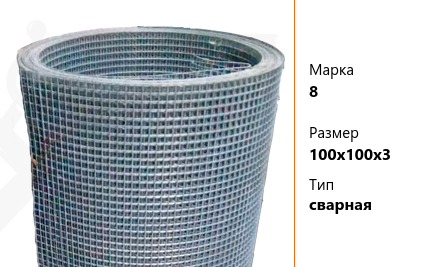 Сетка стальная 100х100х3 мм 8 ТУ У 322-00190319-1172-95 сварная