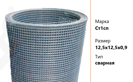 Сетка стальная 12,5х12,5х0,9 мм Ст1сп ТУ У 322-00190319-1172-95 сварная